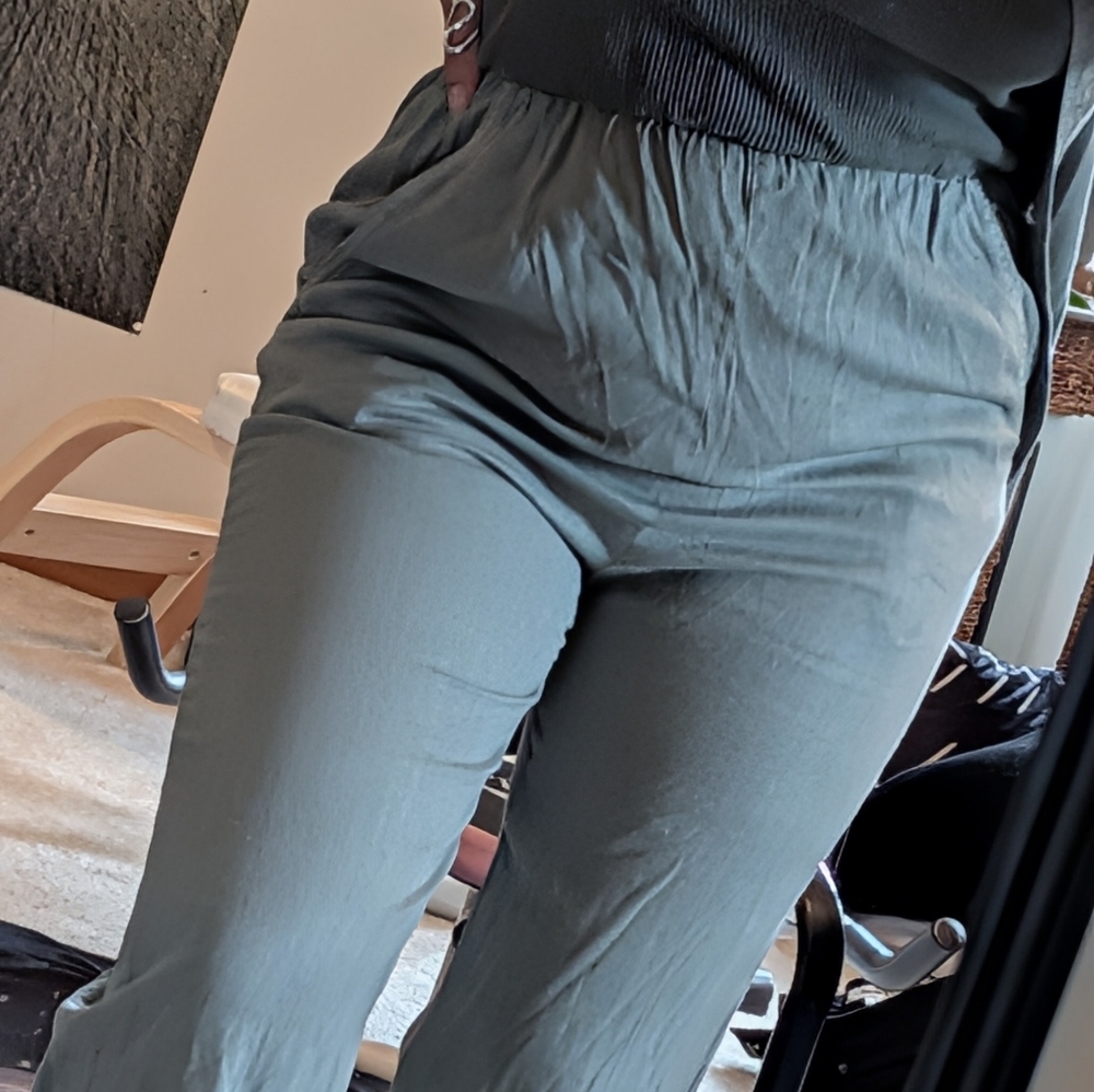 '90s Vintage Two-piece Nina Piccalino Gray/Green Waffle Knit Top - Picture 3 of 12
